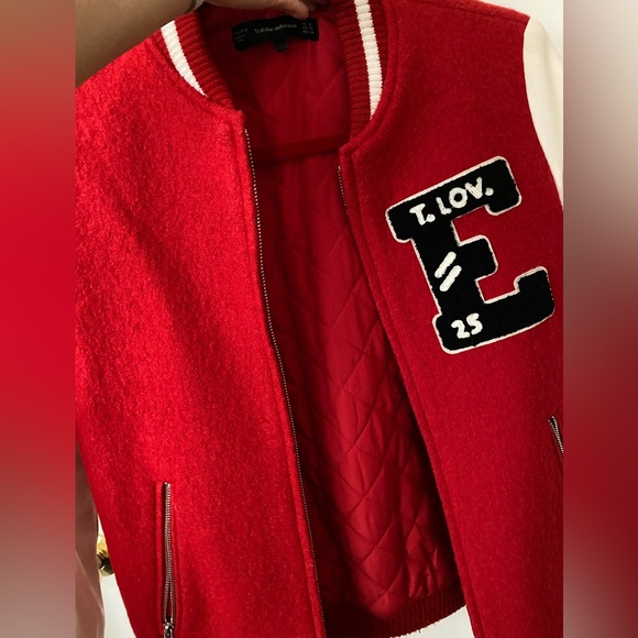 Zara bomber jacket, red &white, xs - Picture 7 of 8